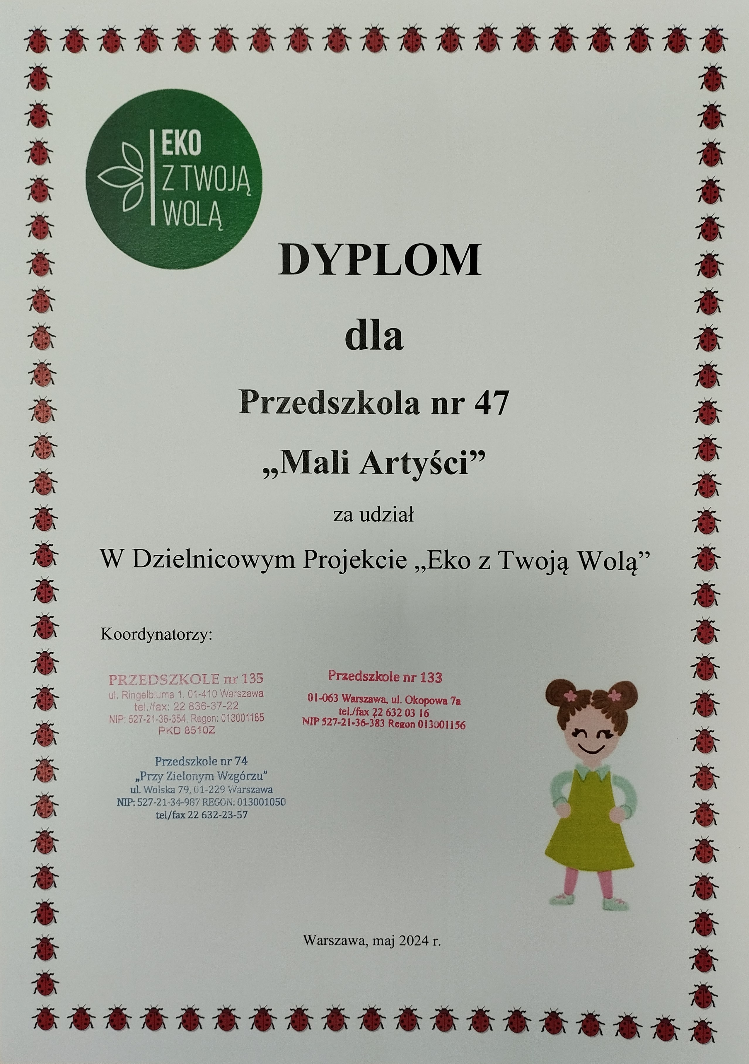 Dyplom Eko z Twoją Wolą