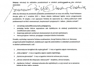 List p. Krzysztofa Strzałkowskiego Burmistrza Dzielnicy Wola m.st. Warszawy skierowanego do rodziców dzieci sześcioletnich.